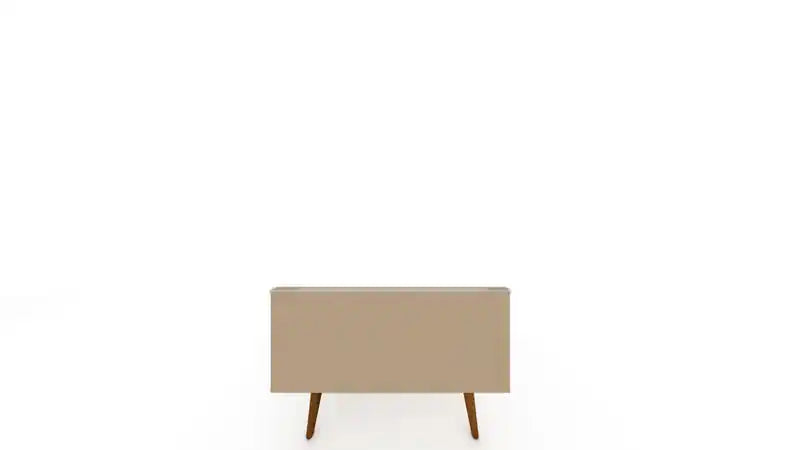 Manhattan Comfort Tribeca 35.43 Mid-Century Modern TV Stand with Solid Wood Legs - Off White & Gree