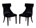 Manhattan Comfort Set of 2 Reine Velvet Dining Chairs - Black & Walnut
