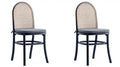 Manhattan Comfort Set Of 2 Paragon Dining Chairs with Grey Cushions - Black & Cane