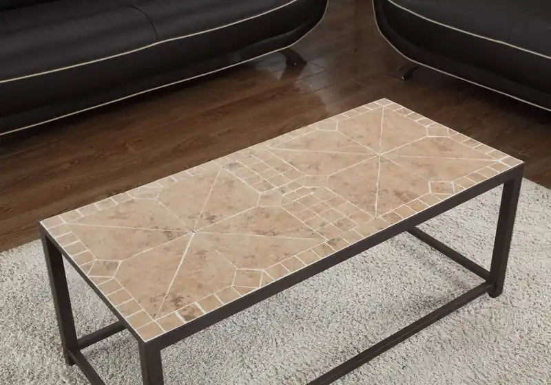 Terracotta Tile Top Hammered Brown Coffee Table