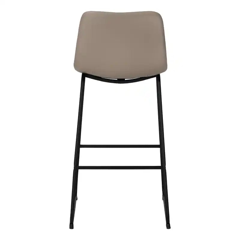 Curved Backrest Taupe Leather-look Black Bar Stool