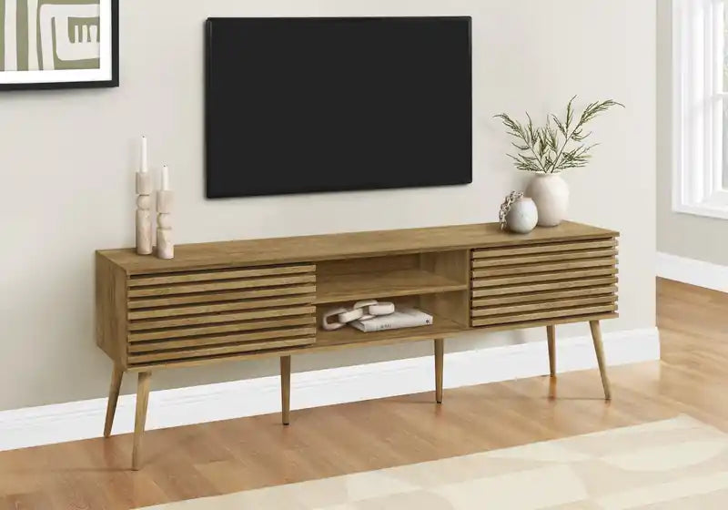 Gemma 72 Rustic TV Stand with Storage and Cable Management for TVs up to 80- Brown