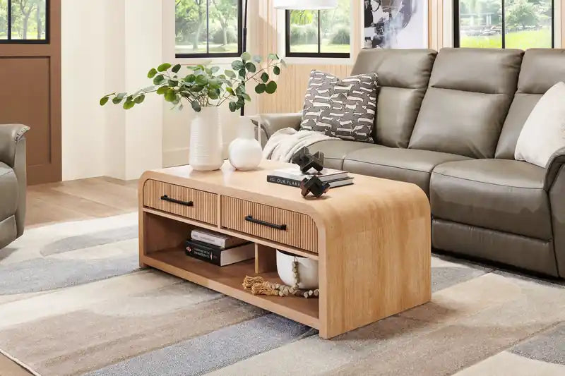 48 Modern Coffee Table with Storage, Shelf and Casters