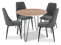 Miya 5pc Dining Set with Table & 4 Chairs, Acacia Wood, Metal, 36W Round