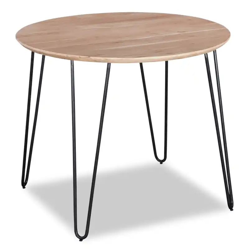 Miya 5pc Dining Set with Table & 4 Chairs, Acacia Wood, Metal, 36W Round
