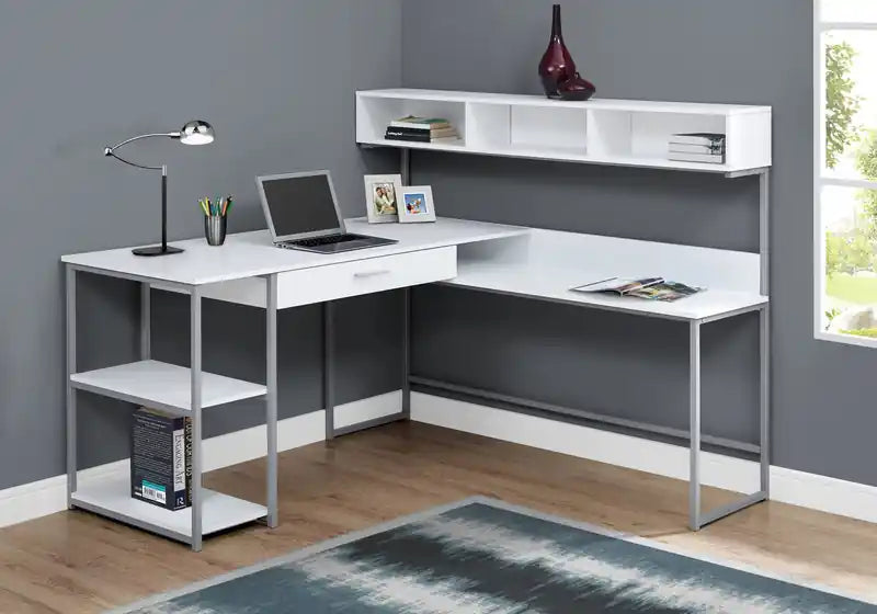 Oaklee 59 L-Shaped Corner Office Desk with Hutch