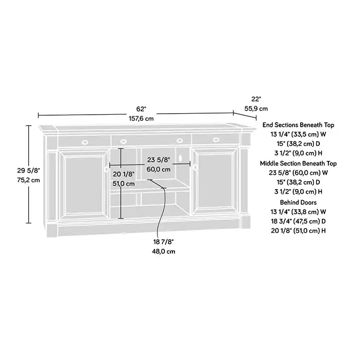 Palladia 62.05 Office Desk with Storage - Select Cherry