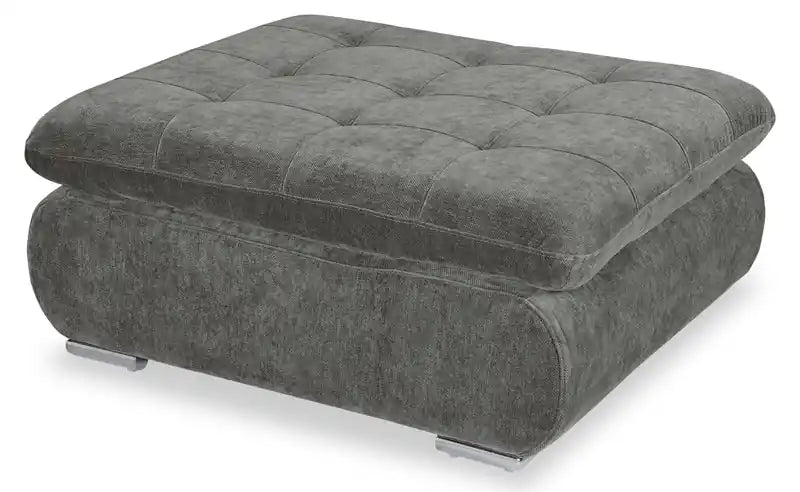 Scott Living Plaza Modular 38 Fabric Ottoman with Tufted Cushion and Metal Legs