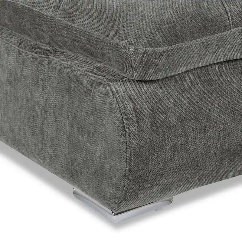 Scott Living Plaza Modular 38 Fabric Ottoman with Tufted Cushion and Metal Legs