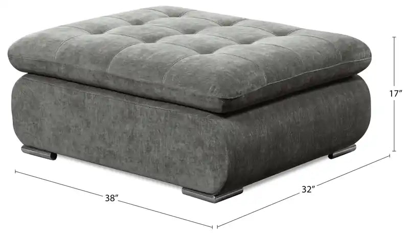 Scott Living Plaza Modular 38 Fabric Ottoman with Tufted Cushion and Metal Legs