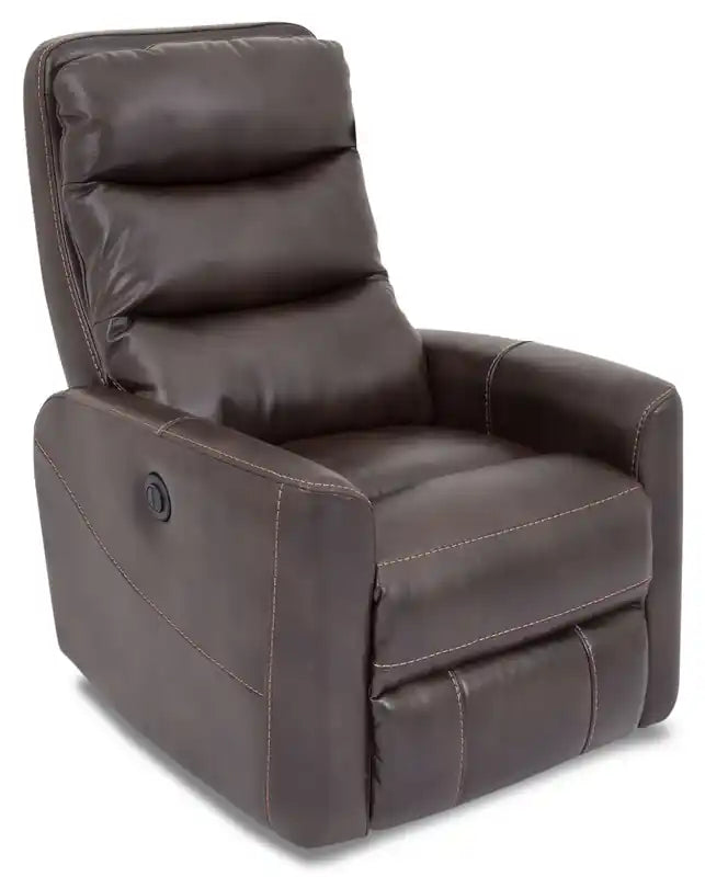 Cindy Crawford Home Quinn 31 Leather-Look Fabric Swivel Rocker Power Reclining Chair