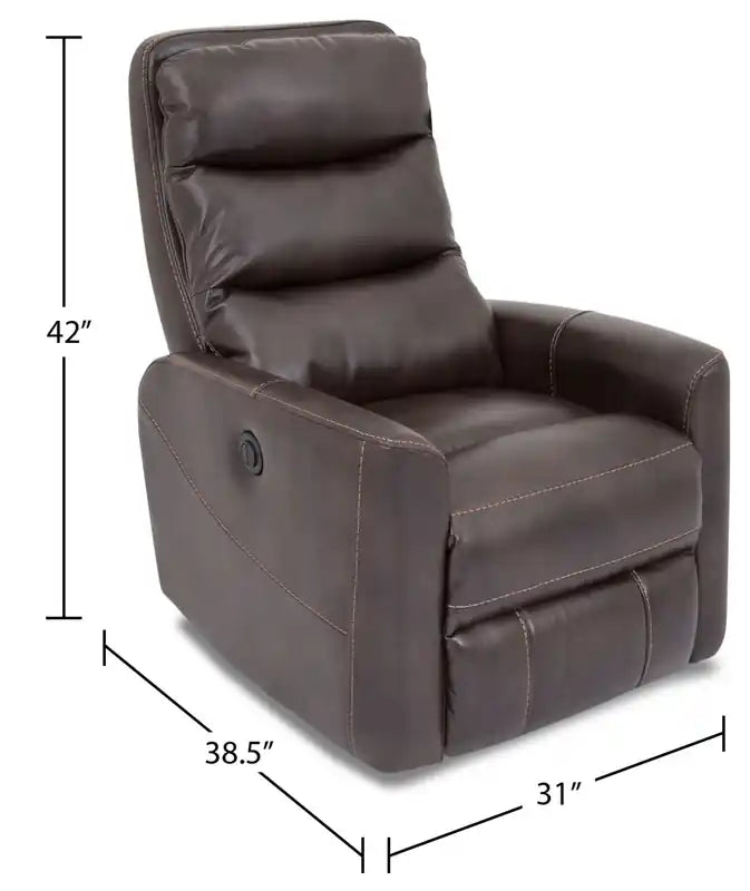 Cindy Crawford Home Quinn 31 Leather-Look Fabric Swivel Rocker Power Reclining Chair