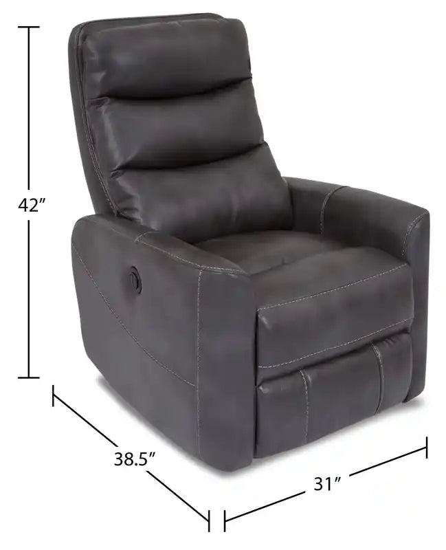 Cindy Crawford Home Quinn 31 Leather-Look Fabric Swivel Rocker Power Reclining Chair