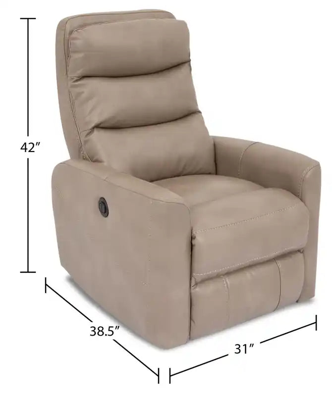 Cindy Crawford Home Quinn 31 Leather-Look Fabric Swivel Rocker Power Reclining Chair