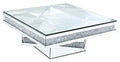 Rosie 39 Glam Mirror & Glass Top Coffee Table - Silver Metal with Diamond Look Legs