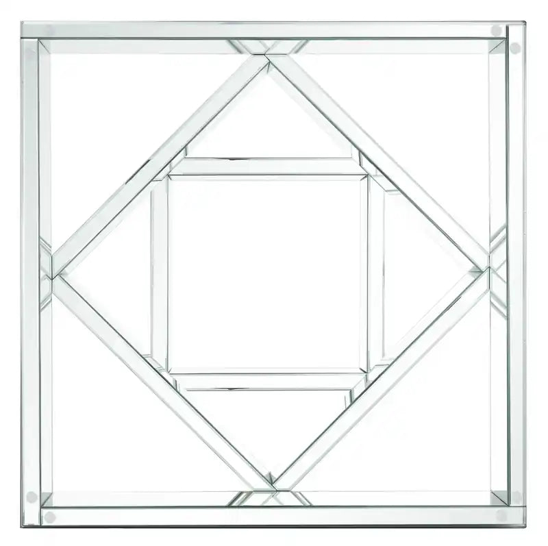 Rosie 39 Glam Mirror & Glass Top Coffee Table - Silver Metal with Diamond Look Legs
