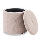 Saskatchewan Pouf de rangement rond en tissu 14,75