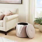 Saskatchewan Pouf de rangement rond en tissu 14,75