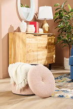 Saskatchewan Pouf de rangement rond en tissu 14,75