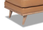 Pouf en cuir véritable avec base en bois