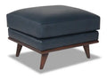 Vivia 28 Genuine Leather Ottoman with Wood Base