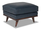 Vivia 28 Genuine Leather Ottoman with Wood Base