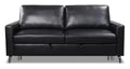 Wilson 77.5 Leather-Look Fabric Sleeper Sofa with Drop-Down Back Cushions and Metal Legs