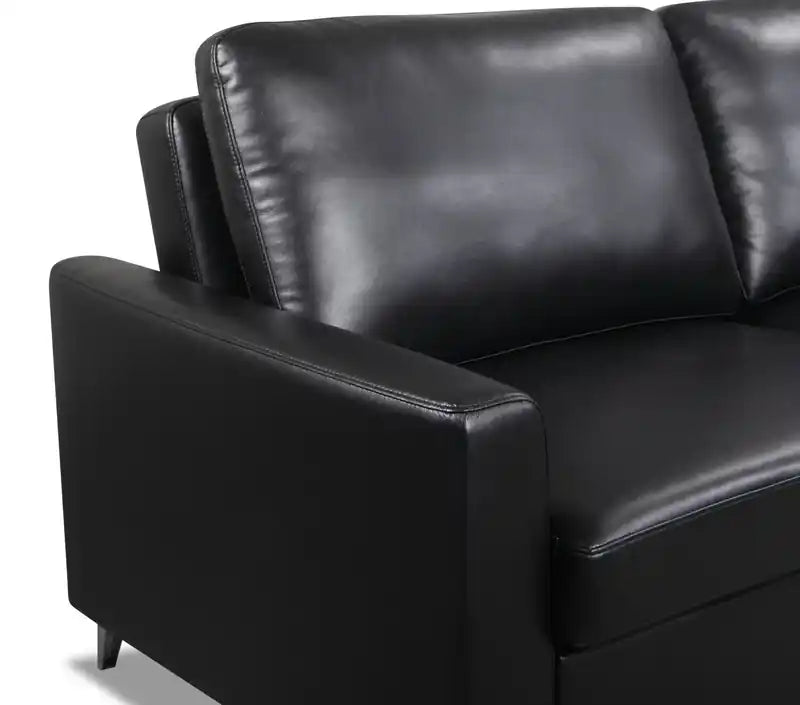 Wilson 77.5 Leather-Look Fabric Sleeper Sofa with Drop-Down Back Cushions and Metal Legs