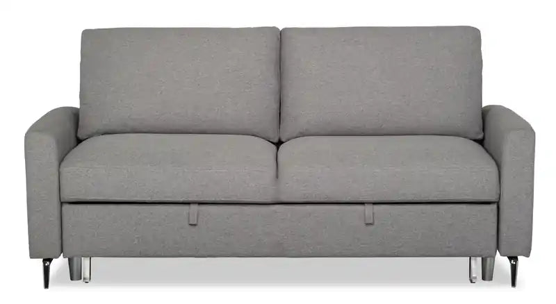 Wilson 77.5 Leather-Look Fabric Sleeper Sofa with Drop-Down Back Cushions and Metal Legs