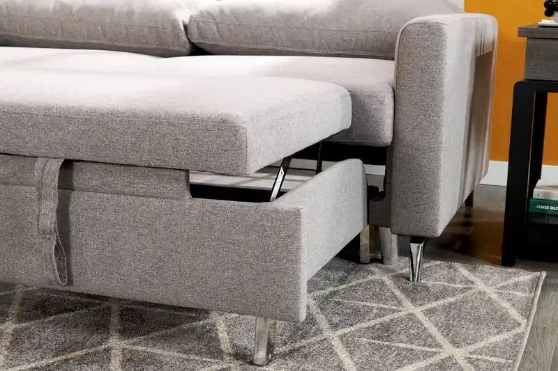 Wilson 77.5 Leather-Look Fabric Sleeper Sofa with Drop-Down Back Cushions and Metal Legs