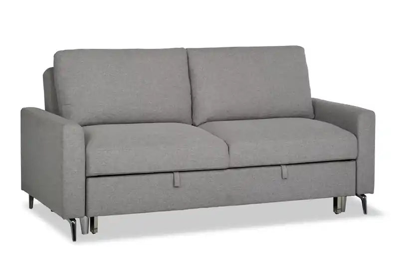 Wilson 77.5 Leather-Look Fabric Sleeper Sofa with Drop-Down Back Cushions and Metal Legs