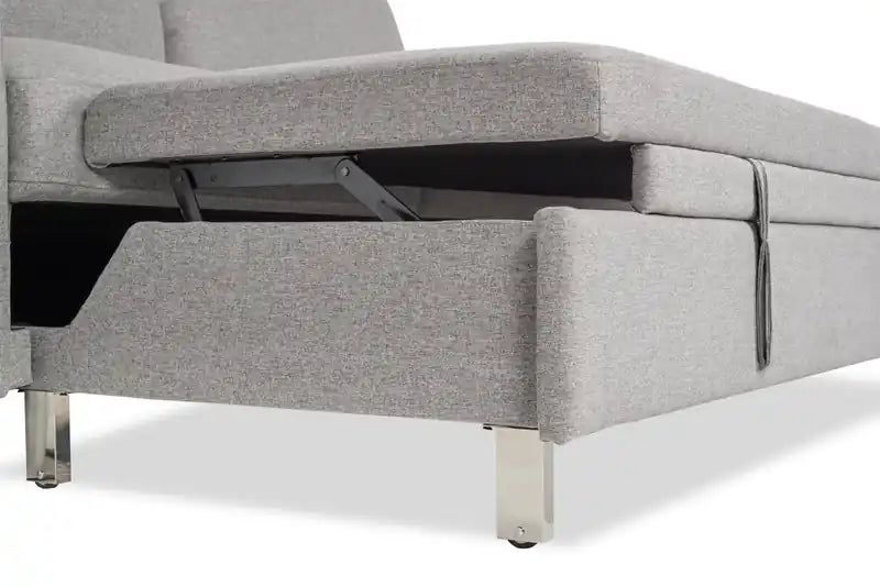 Wilson 77.5 Leather-Look Fabric Sleeper Sofa with Drop-Down Back Cushions and Metal Legs