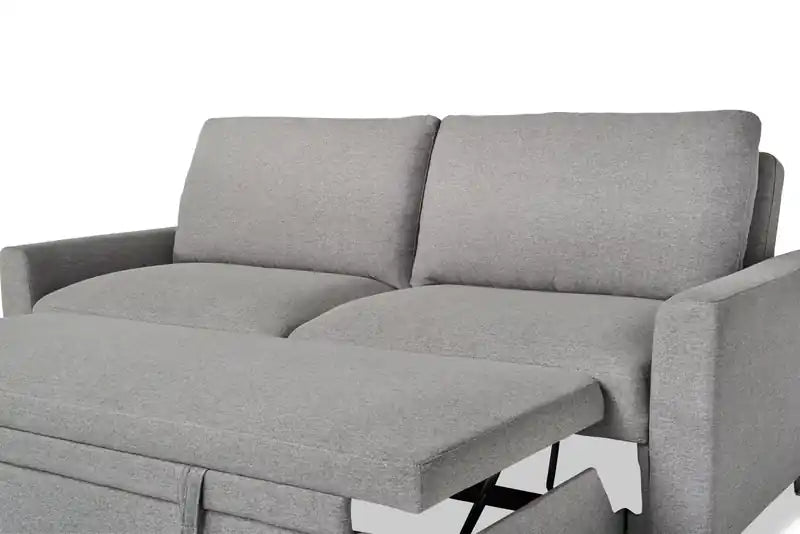 Wilson 77.5 Leather-Look Fabric Sleeper Sofa with Drop-Down Back Cushions and Metal Legs