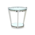 Yonge 22 Modern Round Glass Top End Table with Shelf - Chrome Finish with Stainless Steel