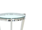 Table d'appoint ronde moderne en verre de 22 po avec étagère - Fini chromé avec acier inoxydable