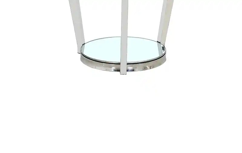 Yonge 22 Modern Round Glass Top End Table with Shelf - Chrome Finish with Stainless Steel