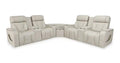 Zen 3-Piece Leather-Look Fabric Power Reclining Sectional with Massage and Two Refrigerator Consoles - Apricot